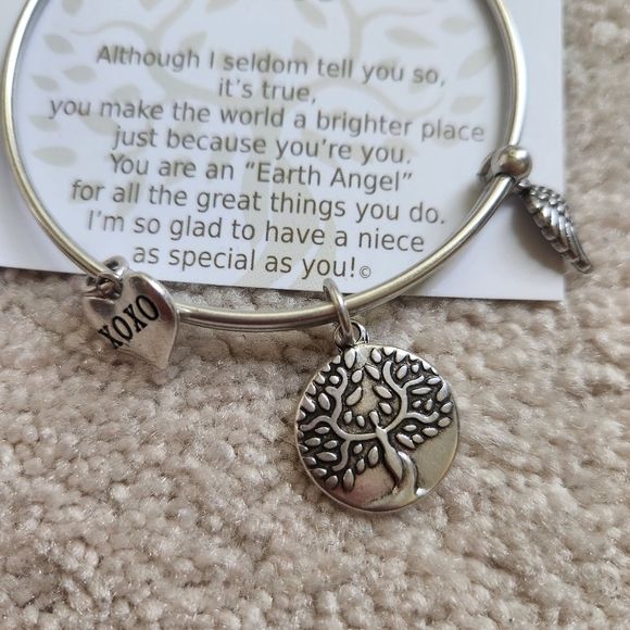 Silver Charm Bracelet with Heart and Tree Pendants; For Niece, Never Worn - Picture 4 of 4